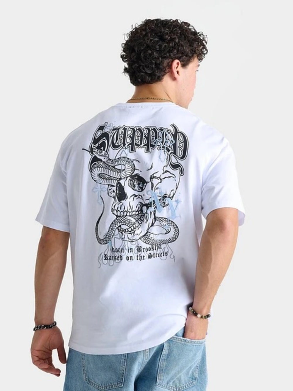 NWT Supply and Demand White Graphic Skull & Snake Short-Sleeve Tee Large